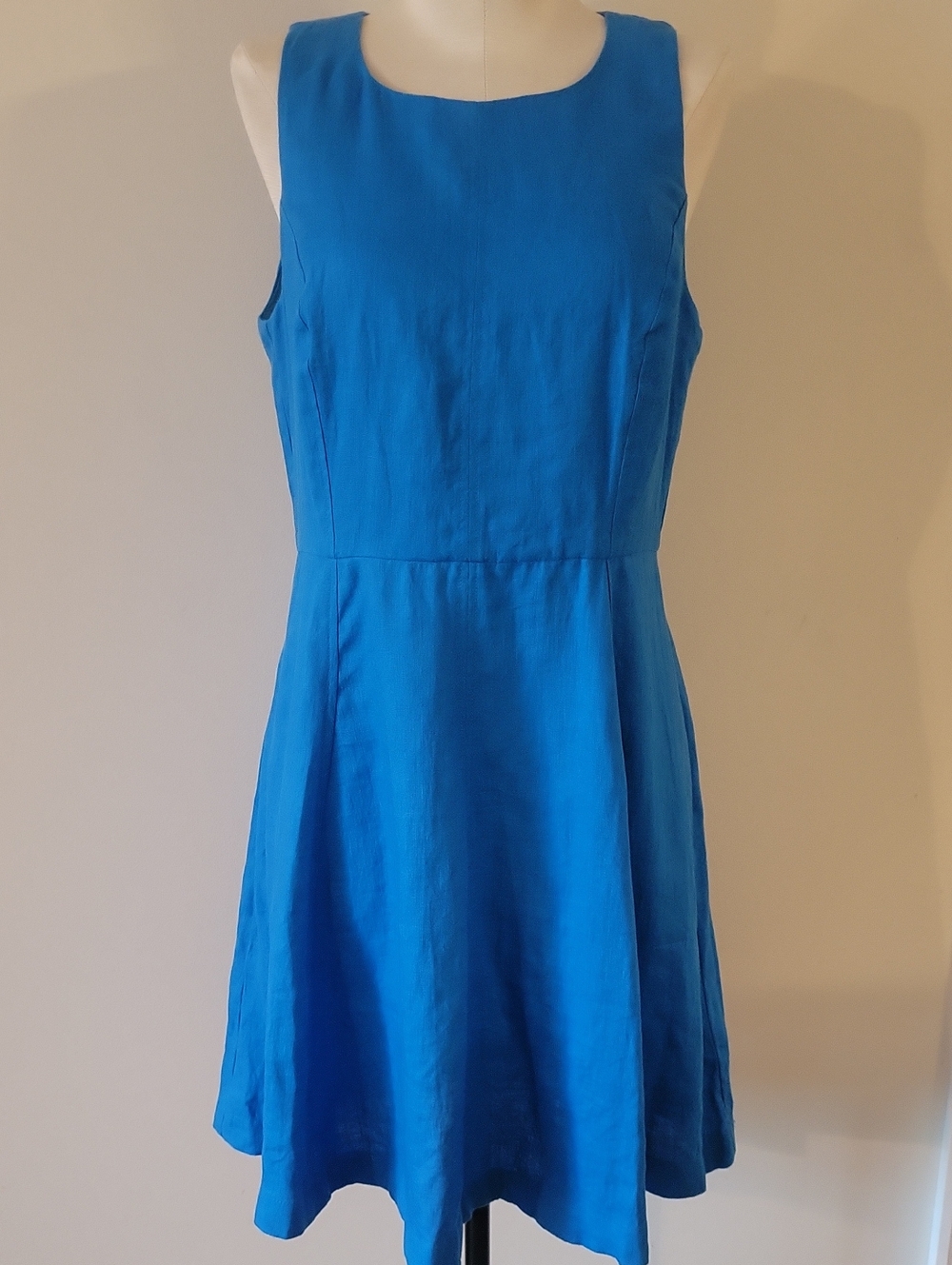 BODEN Carla Linen Short Dress Blue Size 6 Petite Sleeveless A-line